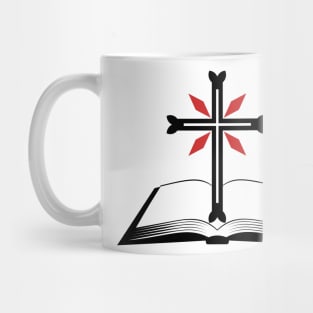 Cross of the Lord Jesus Christ and an open bible. Mug